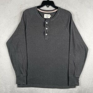 The Normal Brand Henley Shirt Mens Large Gray Long Sleeve Preppy Casual Stretch